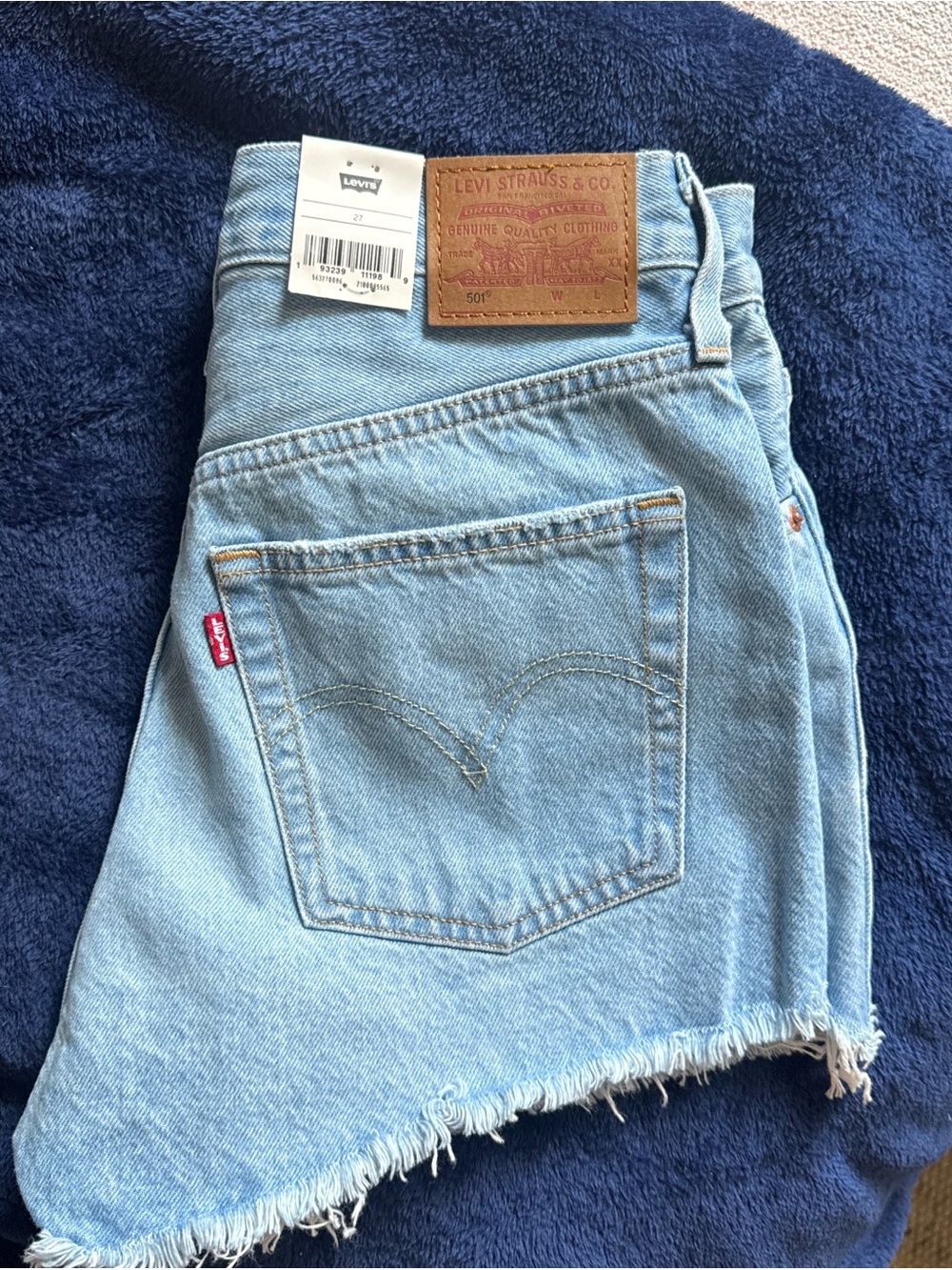 Levi's Light Blue Denim Mini Skirt with Frayed Hem